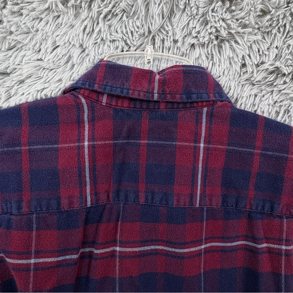 Orvis Flannel Shirt Mens Large Classic Fit Button Up Sangria Plaid Double Brush - Picture 8 of 8